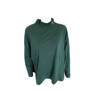 Basic Holiday Editions Green Mittens Mock Neck Top Size 1X